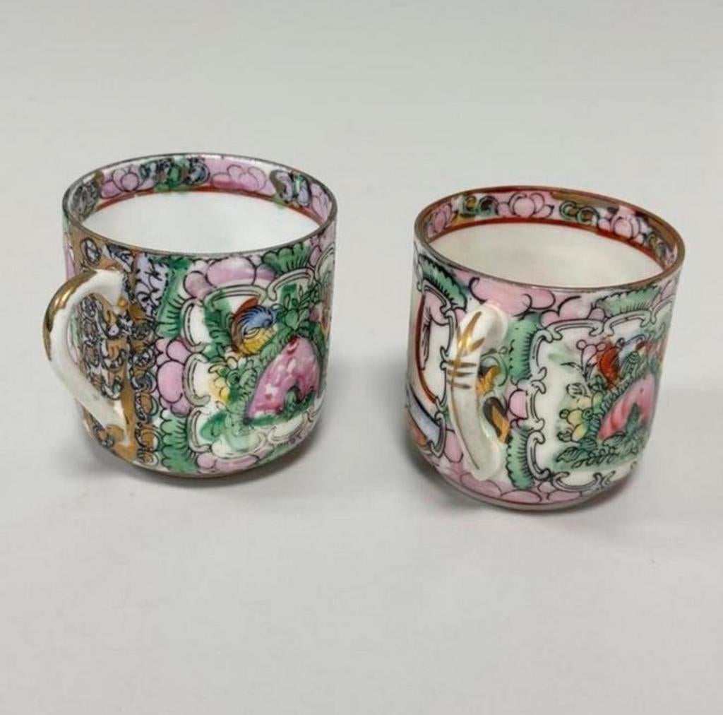 2 Antieke Chinese Rose Porcelain Teacup porselein theekopjes, Antiek en Kunst, Antiek | Servies los, Ophalen of Verzenden