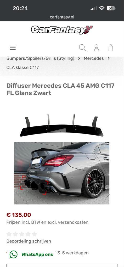 Diffuser Mercedes CLA 45 AMG C117 FL Glans Zwart, Auto-onderdelen, Carrosserie en Plaatwerk, Bumper, Mercedes-Benz, Achter, Nieuw