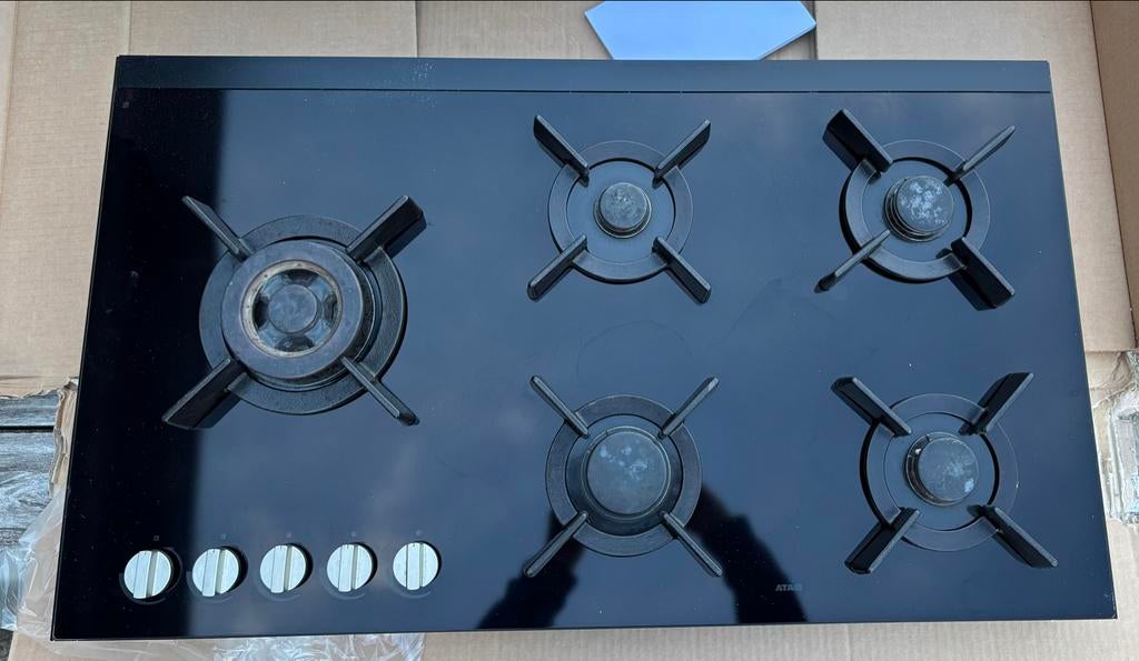 ATAG 5 pits gaskookplaat 90 cm, Witgoed en Apparatuur, Fornuizen, Gebruikt, Inbouw, Gas, 5 kookzones of meer, 60 cm of meer, Ophalen