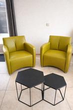 2x Leolux fauteuil | Olijfgroen leer | Set of los, Huis en Inrichting, Ophalen, Zo goed als nieuw, 50 tot 75 cm, Leer