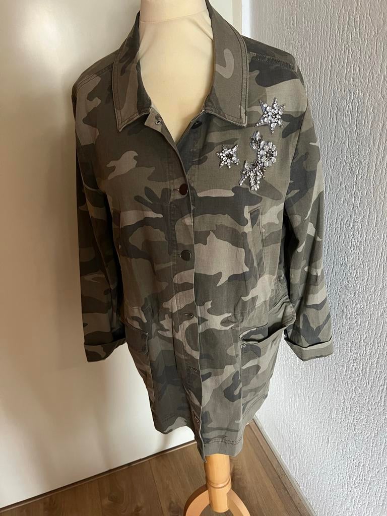 Jasje Persona/Marina Rinaldi Camouflage met Strass Maat 44, Ophalen of Verzenden, Gedragen, Maat 42/44 (L), Groen