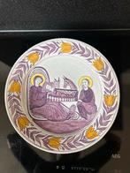 Antiek wandbord met Bijbelse voorstelling, in goede conditie, Antiek en Kunst, Ophalen of Verzenden