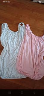 2 topjes wit en lichtroze met elastische onderkant, maat L, Maat 38/40 (M), Wit, Nieuw, Ophalen of Verzenden