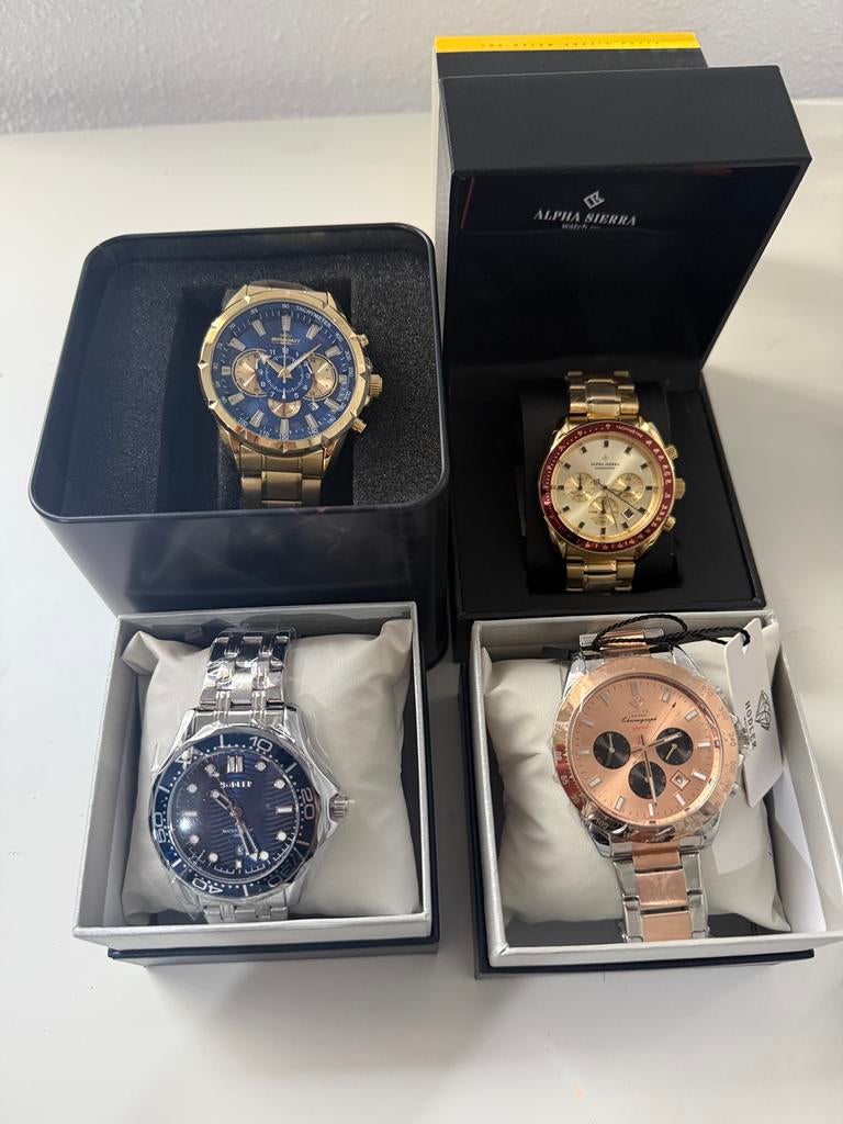 Horloges 4 stuks nieuw, Staal, Staal, Polshorloge, Nieuw