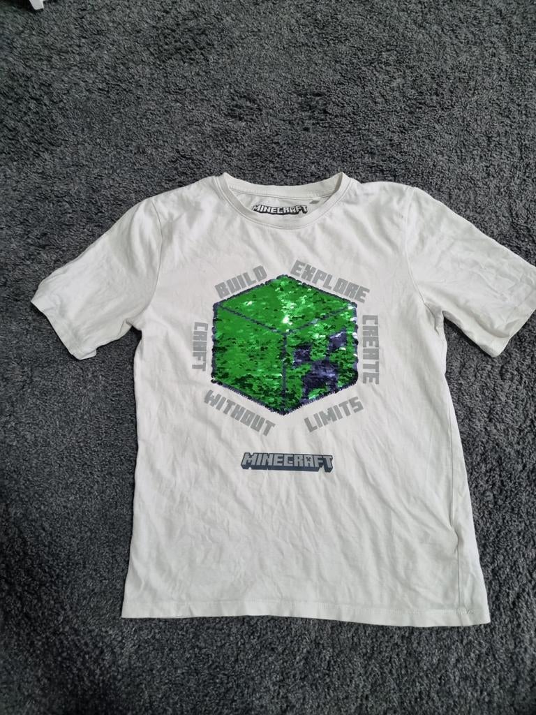 Minecraft T-shirt met omkeerbare pailletten maat 146, Ophalen of Verzenden, Gebruikt, Minecraft, Jongen of Meisje