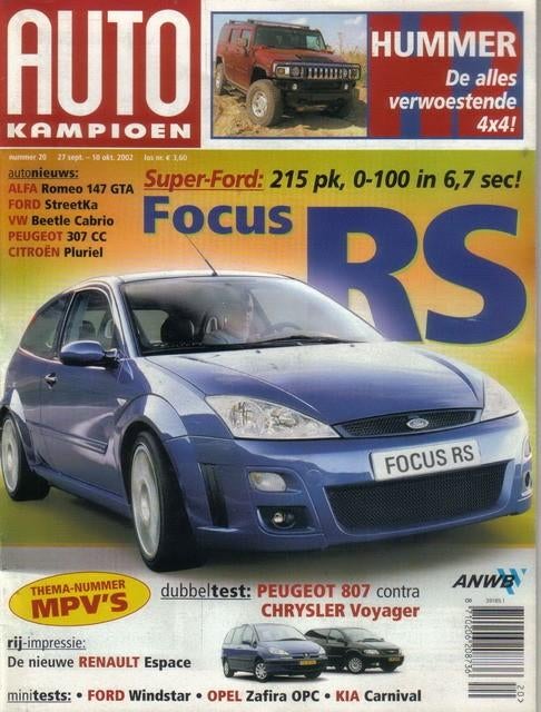 Autokampioen 20 2002 : Ford Focus RS - Hummer H2 - Jaguar XJ, Boeken, Ophalen of Verzenden, Gelezen, Algemeen