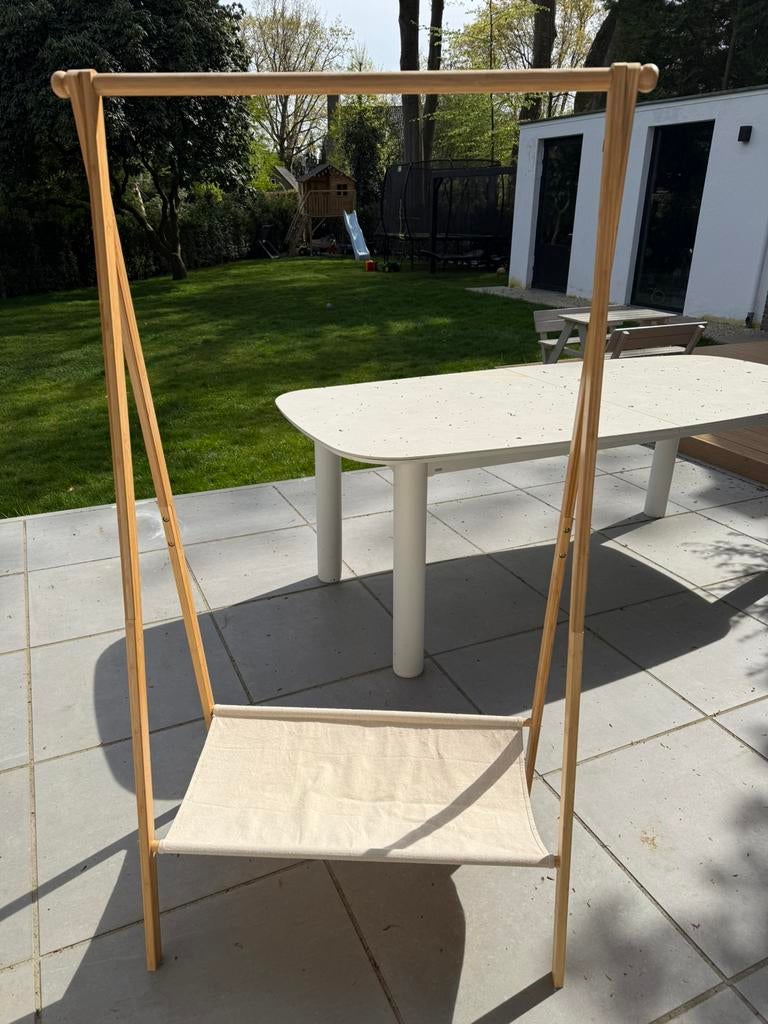 Bamboo kledingrek (3 stuks) met stoffen legplank, Ophalen, Zo goed als nieuw