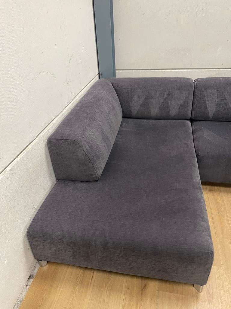 Mooie luxe suede grijze LEOLUX hoekbank - GEREINIGD!!!, Ophalen, 250 tot 300 cm, Luxe, Hoekbank