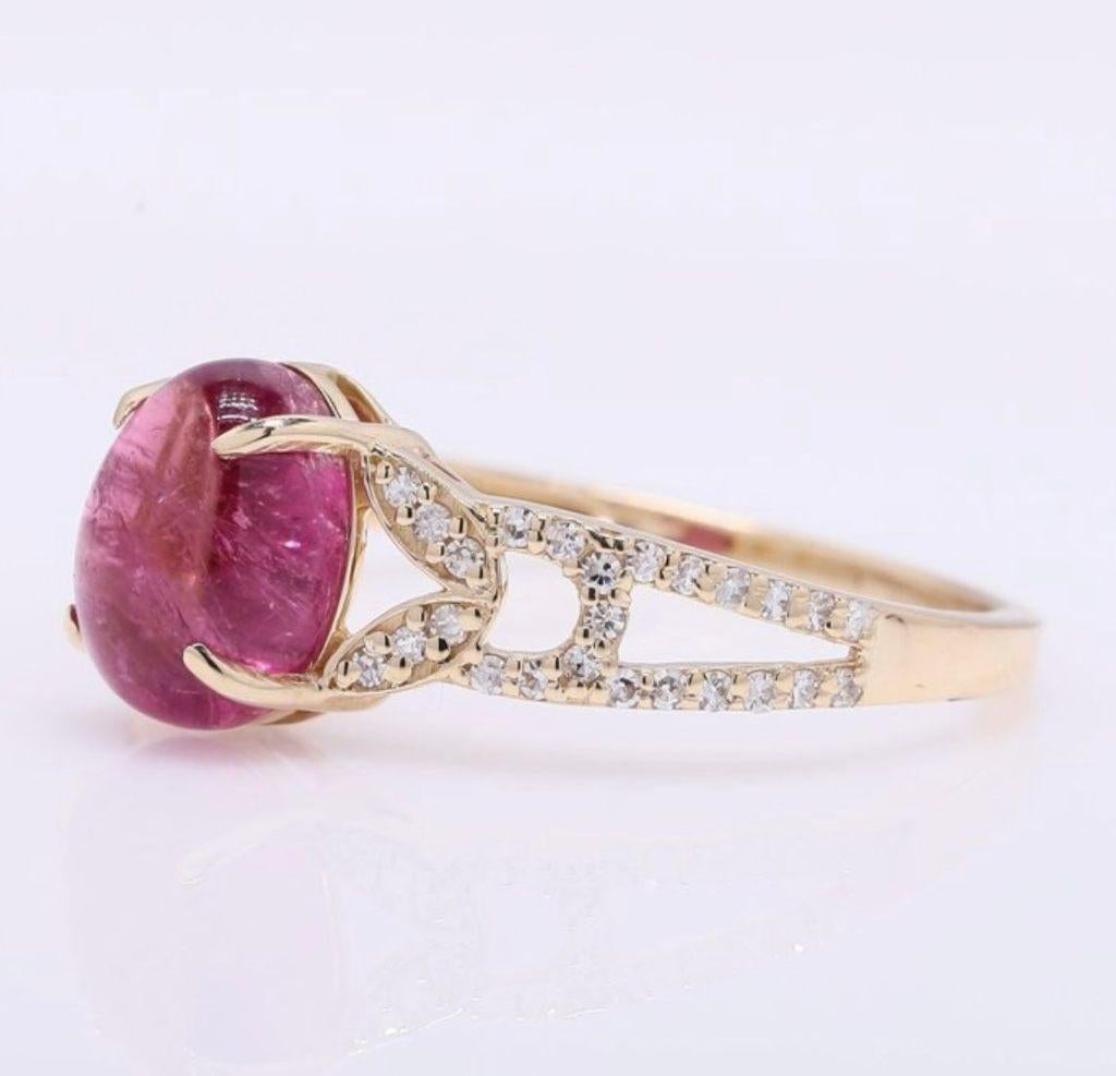 14KGouden Ring met Roze Toermalijn Diamanten HRD Certificaat, Sieraden, Tassen en Uiterlijk, Ringen, Nieuw, Ophalen of Verzenden
