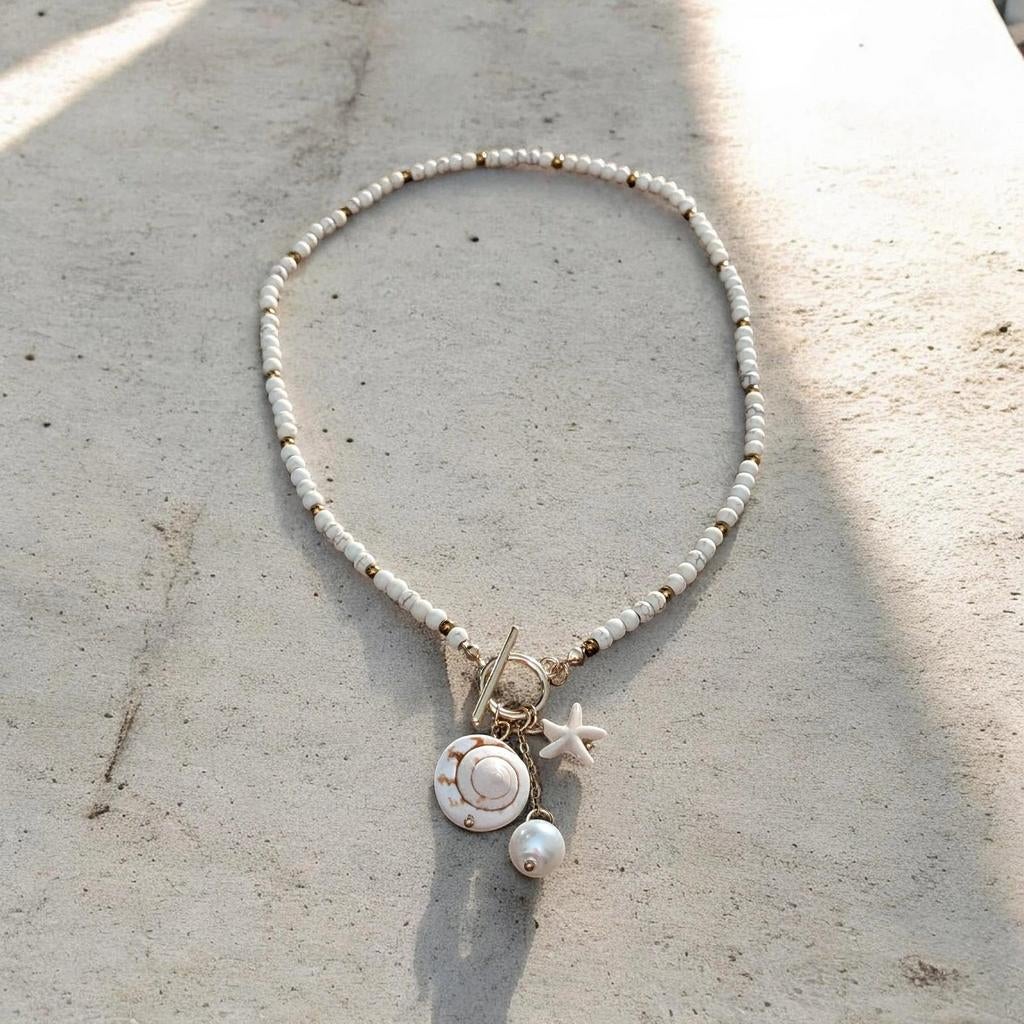 Kleurrijke kralenketting met schelp en zeester hanger - Kettingen - Marktplaats