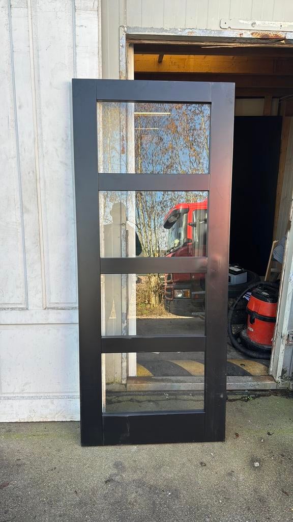 Verschillende Opdek paneeldeur met blank glas, Doe-het-zelf en Verbouw, Deuren en Horren, Ophalen, 80 tot 100 cm, Binnendeur, Nieuw