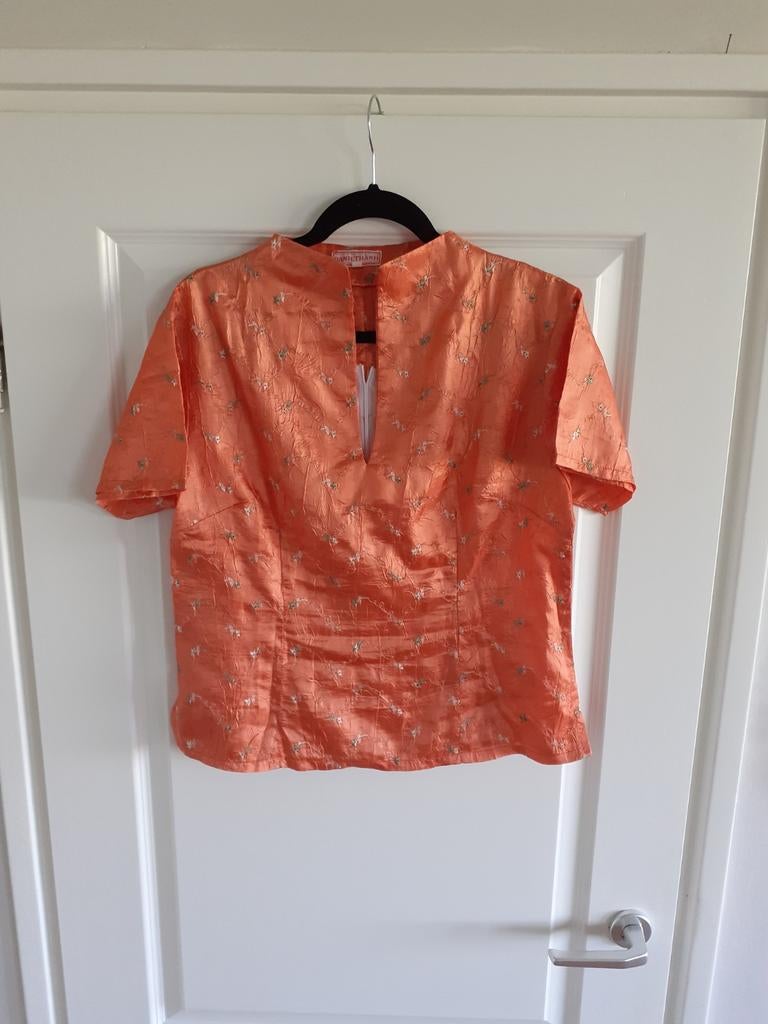 Oranje zijde blousje, maat L € 10,00, Kleding | Dames, Tops, Thanh, Maat 42/44 (L), Oranje, Ophalen of Verzenden