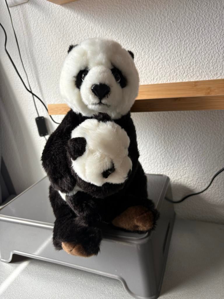 WWF Panda knuffel met baby panda - Zo goed als nieuw, Ophalen, Overige merken, Beer, Zwart