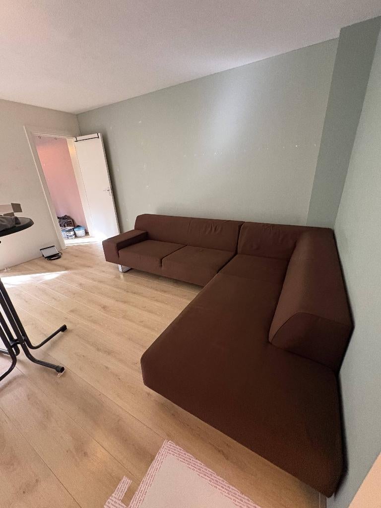 Bruine hoekbank, Ophalen, 250 tot 300 cm, Gebruikt, Hoekbank