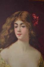 FRANKRIJK 1912 PORTRET ,EISJE LANG HAAR MET BLOEM, Ophalen of Verzenden, Voor 1920, Ongelopen, Overige thema's