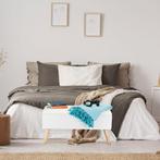 Relaxdays zitbank met opbergruimte wit gestoffeerd, Huis en Inrichting, Minder dan 75 cm, Ophalen of Verzenden, Minder dan 150 cm