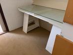 Ikea buro schragenkastjes dubbellagig werkblad met glasplaat, Ophalen, Gebruikt, Bureau