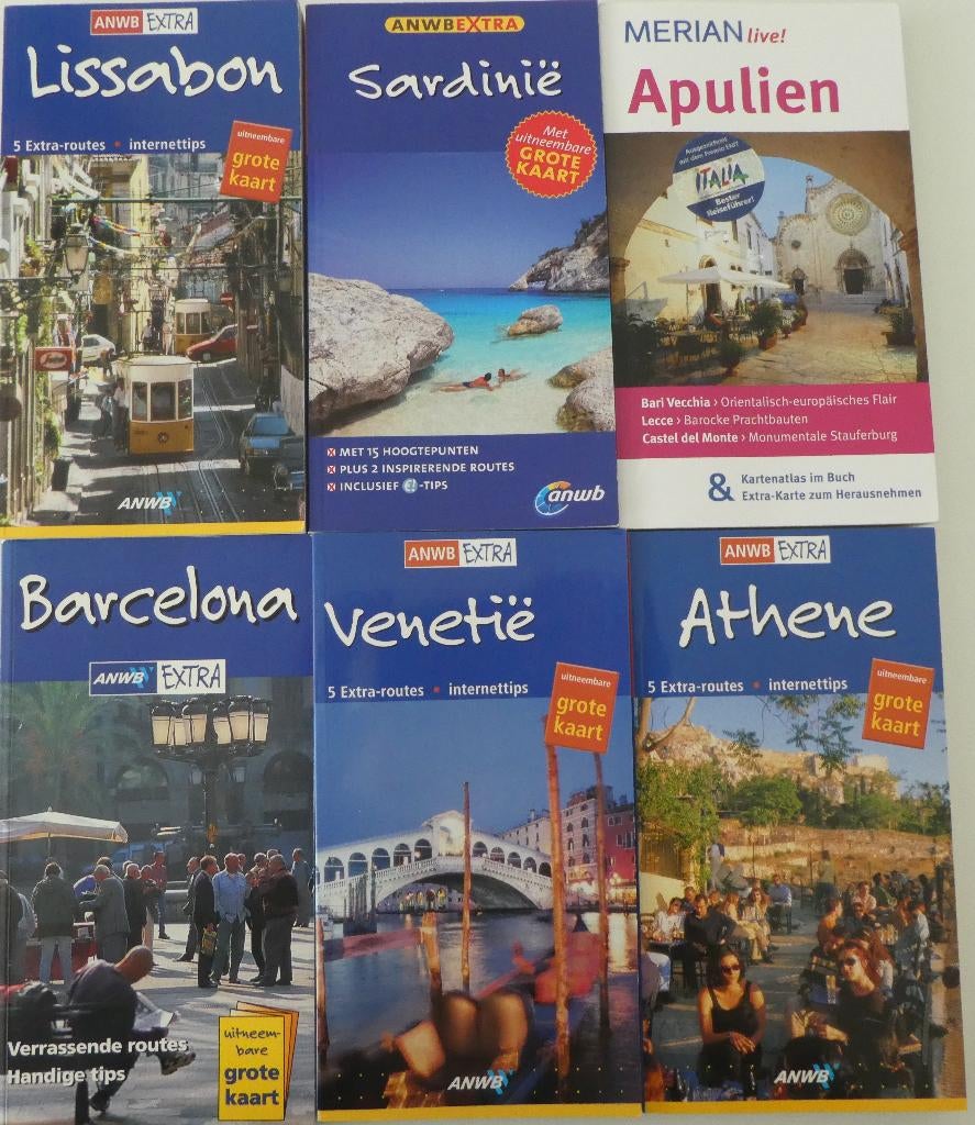 Reisgidsen Lissabon, Sardinië, Venetië,  Athene, Puglia, ANWB, Europa, Ophalen of Verzenden, Zo goed als nieuw