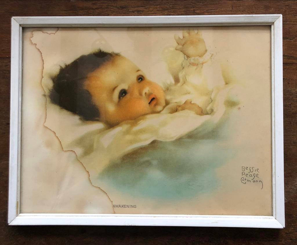 Vintage Bessie Pease Gutmann 'Awakening' Baby Print, Ophalen of Verzenden
