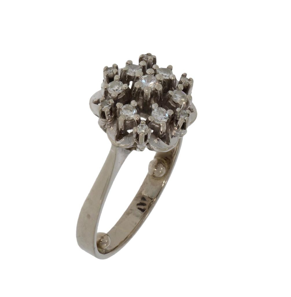 Diamanten 14k gouden rozet dames ring entourage briljant, Voordeelsieraden, Verzenden, Met edelsteen, Dame