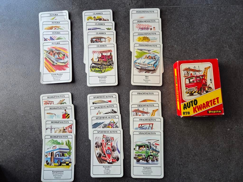 Papita auto kwartet, Verzamelen, Speelkaarten, Jokers en Kwartetten, Ophalen of Verzenden, Kwartet(ten)
