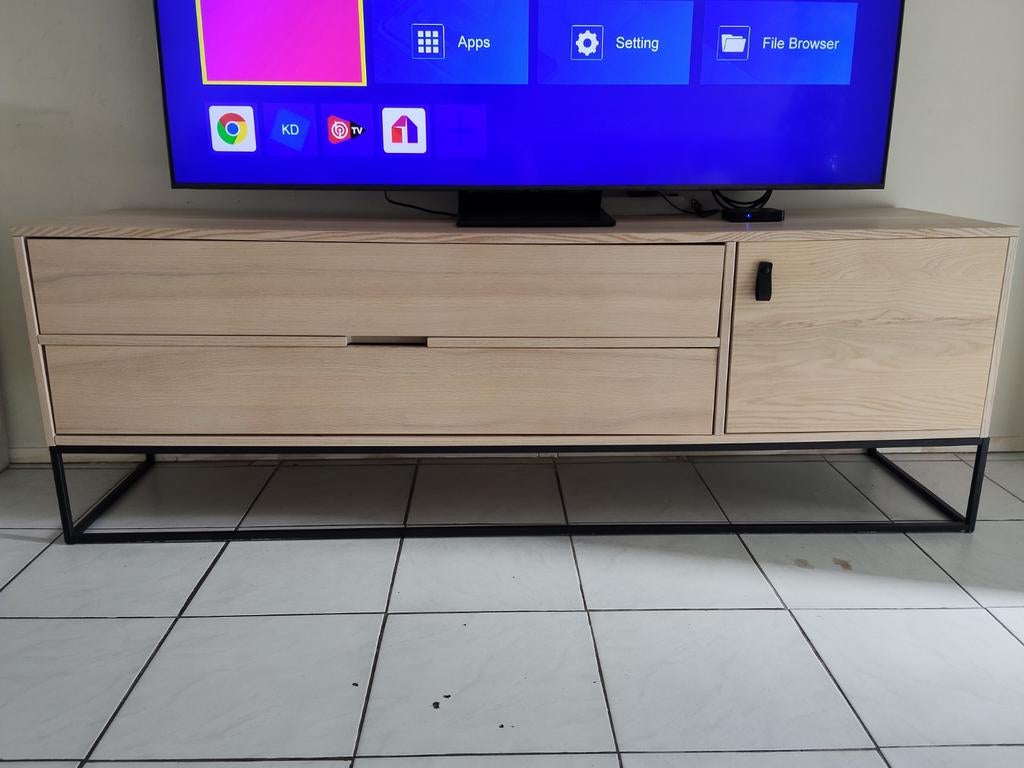 Woood silas tv-meubel beukenhout, Huis en Inrichting, Kasten | Televisiemeubels, Zo goed als nieuw, Minder dan 100 cm, 100 tot 150 cm