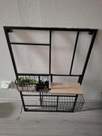 Wandrek Xenos - Zwart metaal met houten planken, Huis en Inrichting, Woonaccessoires | Wandplanken en Boekenplanken, Ophalen, Zo goed als nieuw