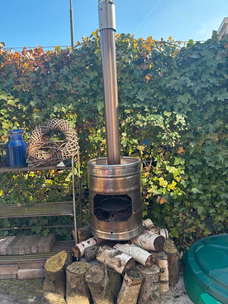 Vuurton haard bierfust brander tuinhaard, Tuin en Terras, Vuurkorven, Gebruikt, Vuurton, Ophalen