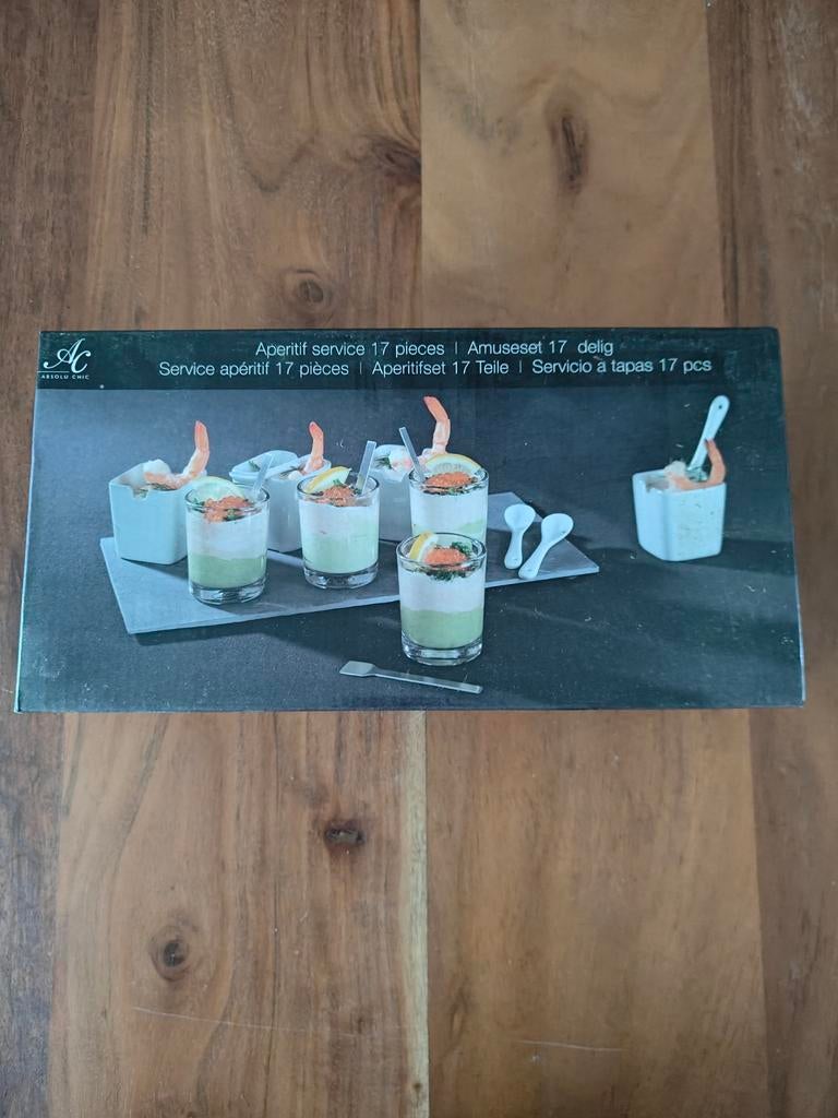 Amuse set 17-delig - nieuw - nooit gebruikt, Huis en Inrichting, Keuken | Servies, Nieuw, Glas of Glazen, Overige stijlen, Glas