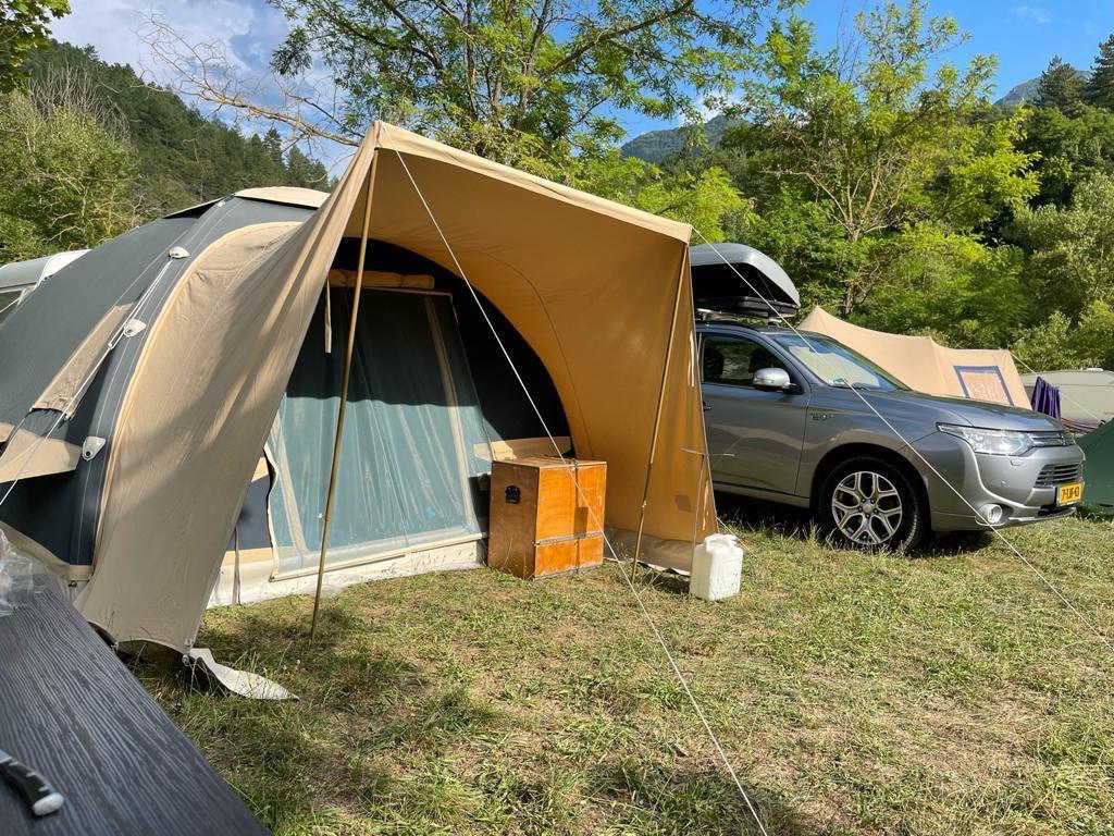 mooie Karsten tent 300 donkerblauw/ beige, Caravans en Kamperen, Ophalen, Gebruikt, Tot en met 4