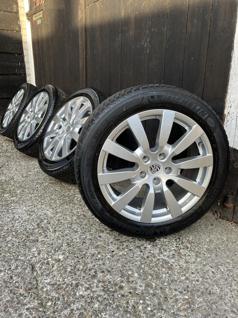 Originele Porsche Cayenne velgen 5x130 winter set Michelin, Gebruikt, 275 mm, Banden en Velgen, Niet ingevuld