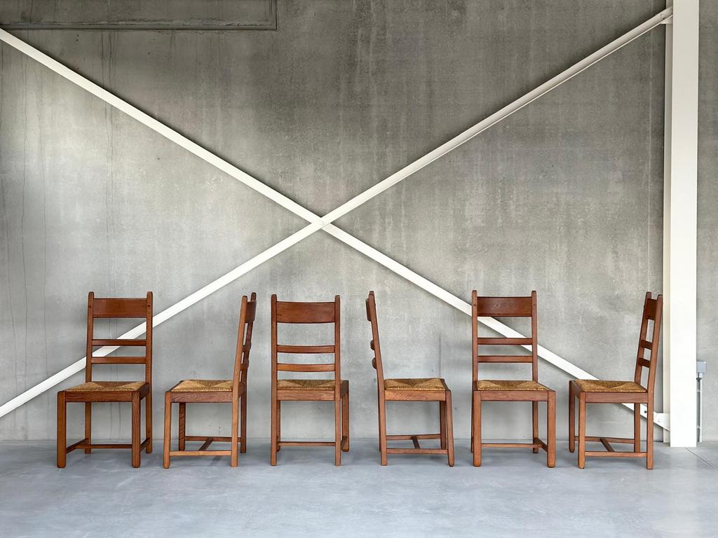 Set van zes brutalistische eetkamerstoelen, ca 1980’s, Ophalen of Verzenden