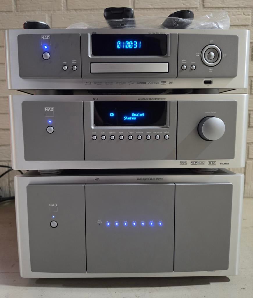 NAD M25, M15, M56 Home Cinema Set - High-End Audio, Zo goed als nieuw, 120 watt of meer, Ophalen, Overige merken