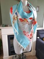 Aqua blauwe cupcake ijsje sjaal franjes kwastje Gratis Verz., Verzenden, Zo goed als nieuw, Maat 46/48 (XL) of groter, Pashmina