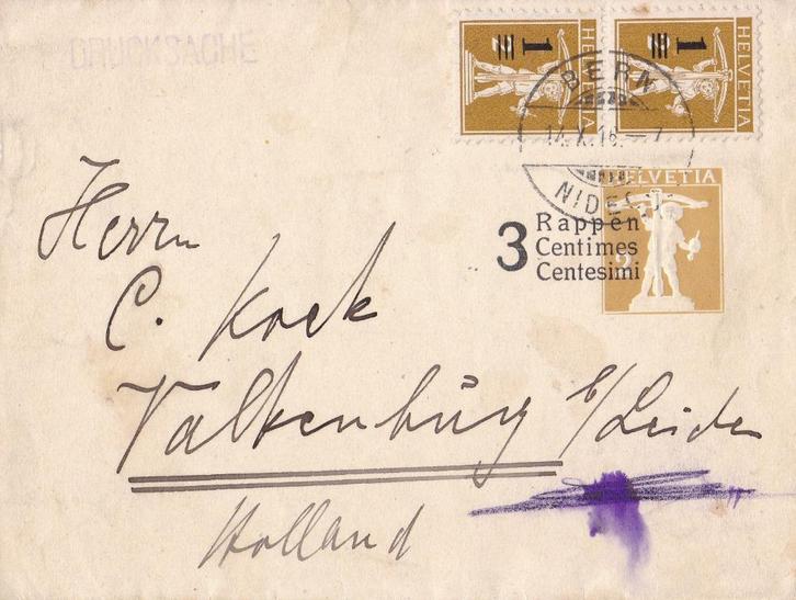 Zwitserland – Postblad – Tellknape – Valkenburg Z.H., Postzegels en Munten, Brieven en Enveloppen | Buitenland, Overige typen
