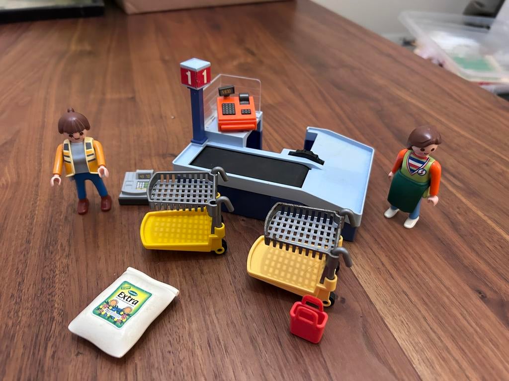 Playmobil supermarkt, kapperszaak en slagerij, Ophalen of Verzenden, Gebruikt