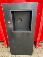 Composieten werkblad met spoelbak, Ophalen, 100 tot 150 cm, Zwart, Zo goed als nieuw