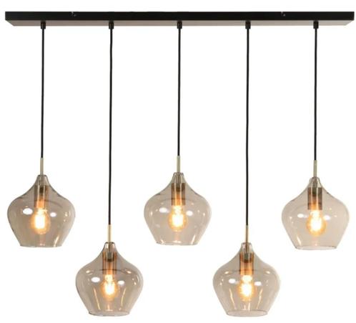 Light & Living Hanglamp Rakel Brons - 5 x E27 - 104 cm breed, Huis en Inrichting, Lampen | Hanglampen, Nieuw, 75 cm of meer, Glas