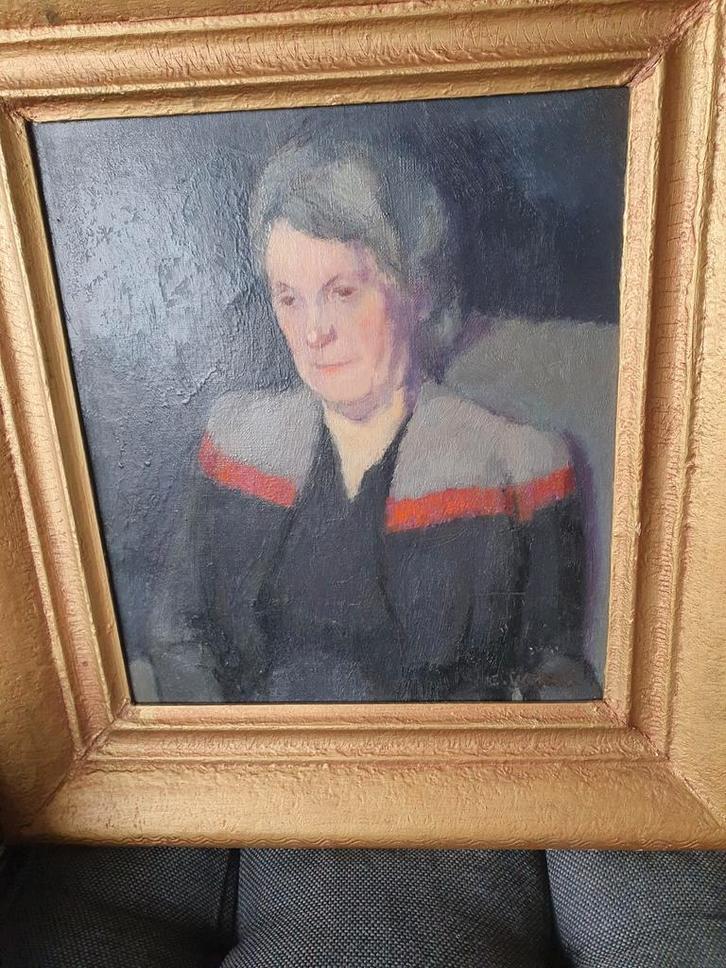 Olieverf Portret Dame in Gouden Lijst, Antiek en Kunst, Kunst | Schilderijen | Klassiek, Ophalen of Verzenden