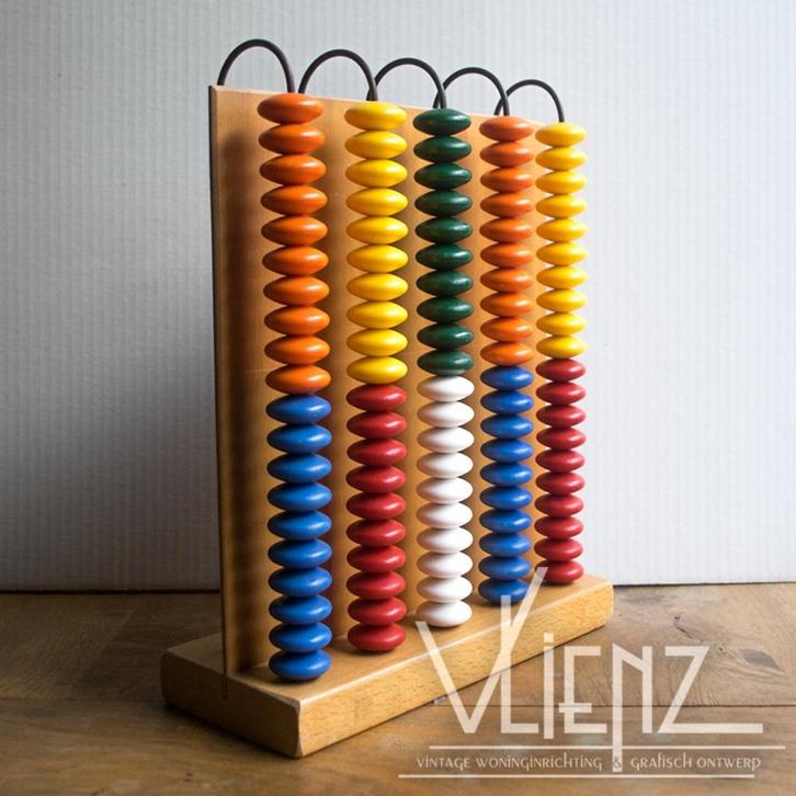 Vintage, grote, houten abacus, telraam, rekenraam met kralen, Kinderen en Baby's, Speelgoed | Educatief en Creatief, Gebruikt