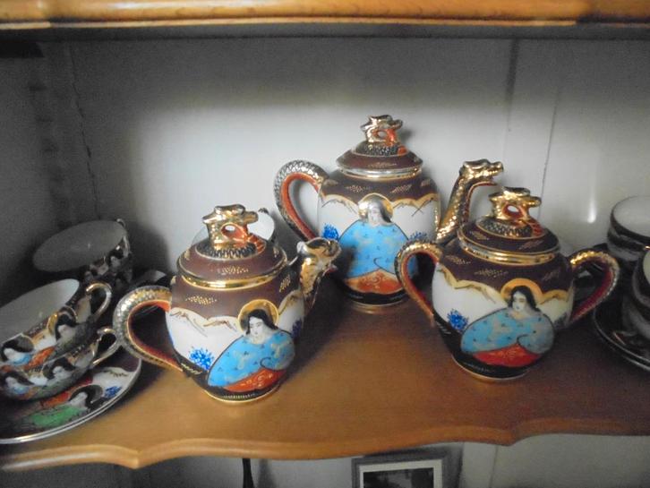 Satsuma theeservies / Japans / 25 delig / Draak, Antiek en Kunst, Curiosa en Brocante, Ophalen