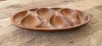 Teak houten schaal met vakken - Ovaal, Schaal, Ophalen of Verzenden, Zo goed als nieuw, Ovaal