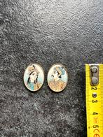 Antieke handgeschilderde miniatuur portretten set van 2 stuk, Ophalen of Verzenden