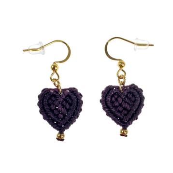 Lange Oorbellen Dames Verguld RVS Haakoorbellen Donkerpaars beschikbaar voor biedingen