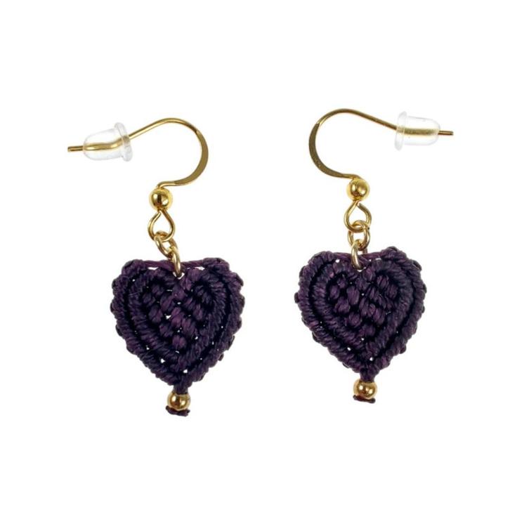 Lange Oorbellen Dames Verguld RVS Haakoorbellen Donkerpaars, Sieraden, Tassen en Uiterlijk, Oorbellen, Nieuw, Hangers, Overige materialen