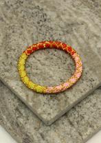 Glaskralen armband - geel, rood en roze - RB501, Overige materialen, Verzenden, Nieuw, Nepalhandwerk.nl