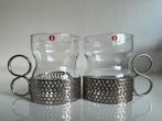 Vintage 2 Iittala Tsaikka Theeglas Houder Timo Sarpaneva 60s, Huis en Inrichting, Keuken | Servies, Ophalen of Verzenden, Zo goed als nieuw