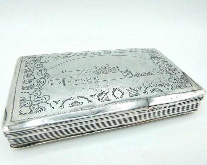 Zilveren tabaksdoos, B. Meijer, Middelburg, 1863, Antiek en Kunst, Antiek | Goud en Zilver, Zilver, Verzenden