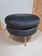Mooie poef Richmond Interiors velours zwart antraciet, Ophalen, Gebruikt, Stof, 50 tot 75 cm