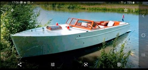 Uniek gerestaureerde geklonken stalen autoboot uit 1924, Watersport en Boten, Sloepen, Zo goed als nieuw, 50 tot 70 pk, 6 meter of meer